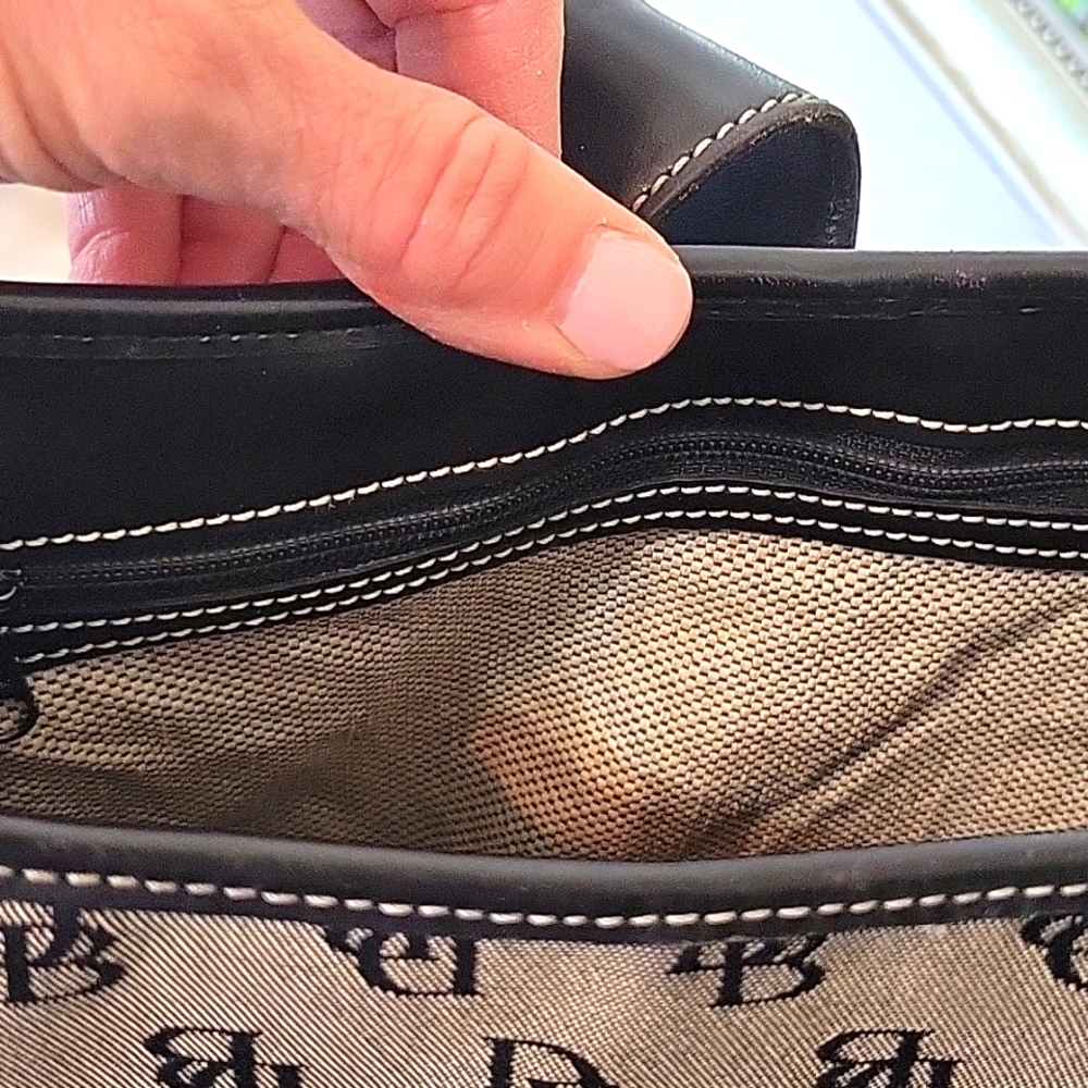 Dooney & Bourke Black and Gray Shoulder Bag with Monogram 10.25" Long X 10" High - Picture 14 of 15